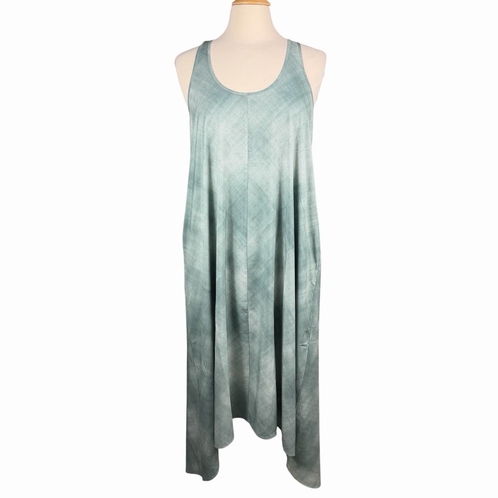 Athleta Presidio Dress Womens XS Tall Petite Green Sleeveless‎ Pockets High Low
